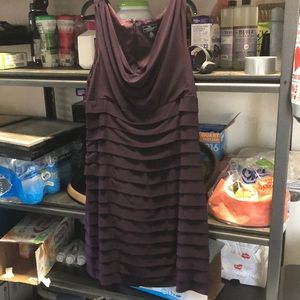 Purple Size 16 Scoop Neck Ruffle Dress